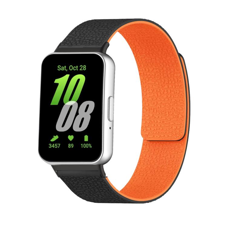 Lychee Texture Soft Magnetic Silicone Watch Band, For Samsung Galaxy Fit3