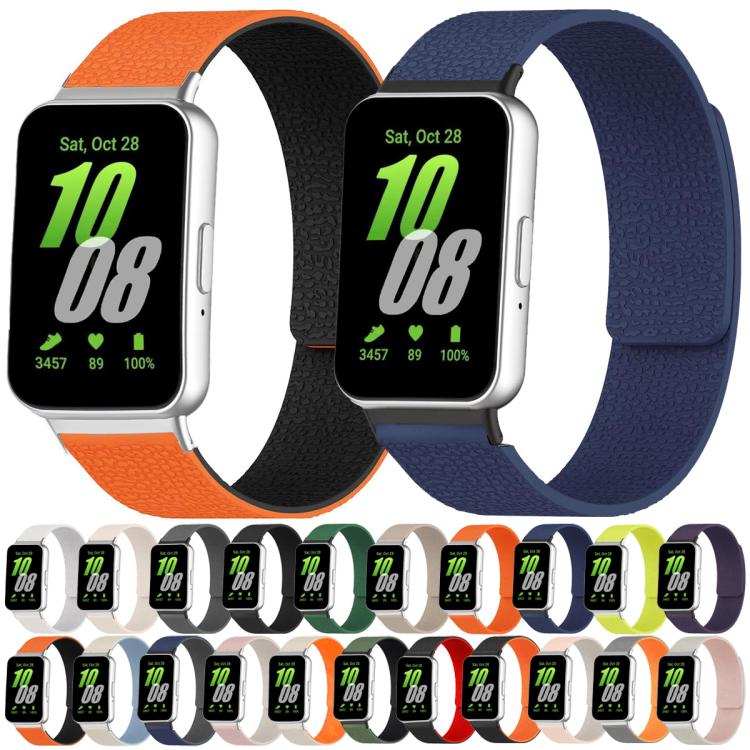 Lychee Texture Soft Magnetic Silicone Watch Band, For Samsung Galaxy Fit3