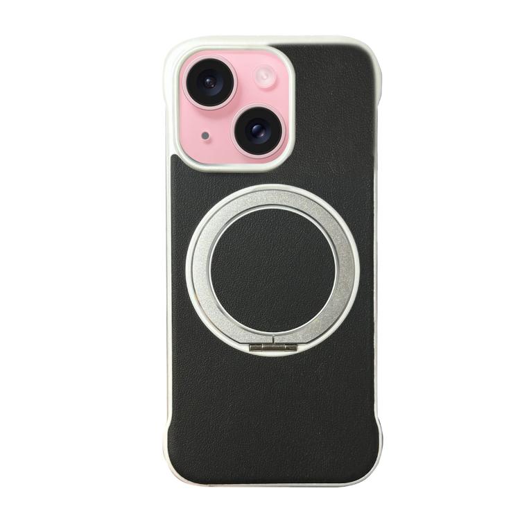 غطاء هاتف حامل MagSafe من PC بجلد بدون إطار، لهواتف iPhone 16 Plus، iPhone 16، iPhone 15 Pro Max، iPhone 15 Pro، iPhone 15 Plus، iPhone 15