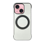 غطاء هاتف حامل MagSafe من PC بجلد بدون إطار، لهواتف iPhone 16 Plus، iPhone 16، iPhone 15 Pro Max، iPhone 15 Pro، iPhone 15 Plus، iPhone 15