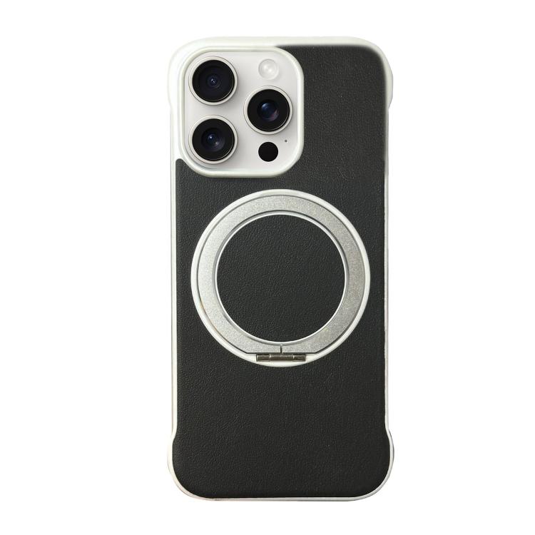 غطاء هاتف حامل MagSafe من PC بجلد بدون إطار، لهواتف iPhone 16 Plus، iPhone 16، iPhone 15 Pro Max، iPhone 15 Pro، iPhone 15 Plus، iPhone 15