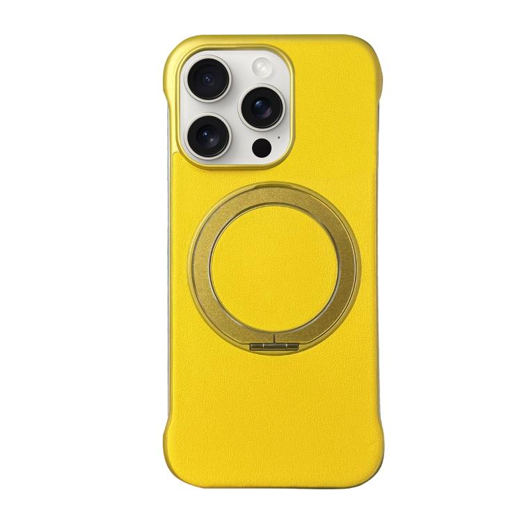 غطاء هاتف حامل MagSafe من PC بجلد بدون إطار، لهواتف iPhone 16 Plus، iPhone 16، iPhone 15 Pro Max، iPhone 15 Pro، iPhone 15 Plus، iPhone 15
