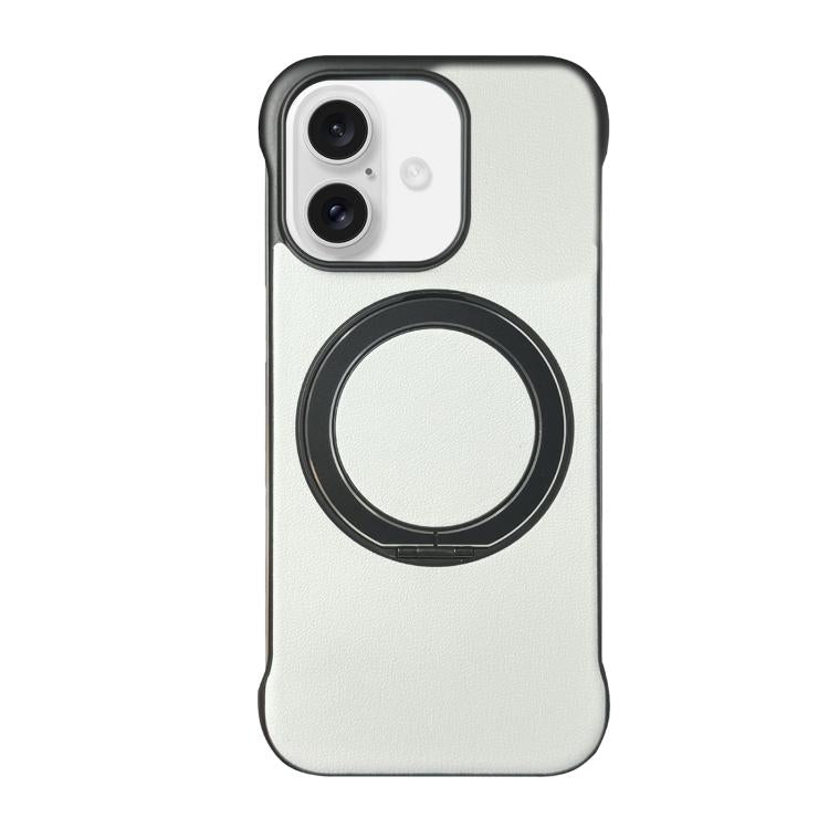 غطاء هاتف حامل MagSafe من PC بجلد بدون إطار، لهواتف iPhone 16 Plus، iPhone 16، iPhone 15 Pro Max، iPhone 15 Pro، iPhone 15 Plus، iPhone 15
