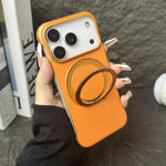 غطاء هاتف حامل MagSafe من PC بجلد بدون إطار، لهواتف iPhone 16 Plus، iPhone 16، iPhone 15 Pro Max، iPhone 15 Pro، iPhone 15 Plus، iPhone 15