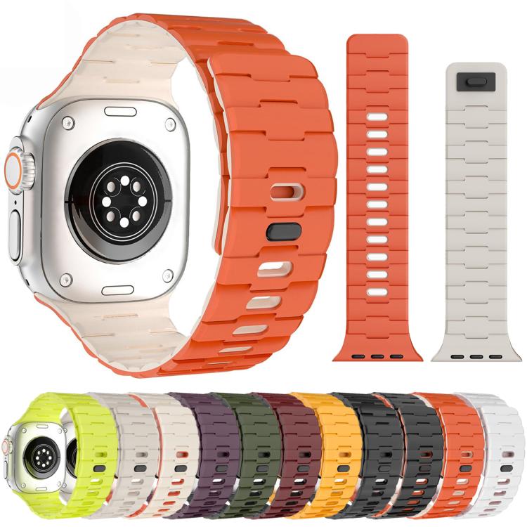 Horse-Embossed Single-Pin Magnetic Silicone Watch Band, For Apple Watch 46mm / 49mm / 45mm / 44mm