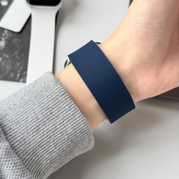 Two-tone Lychee-textured Magnetic Silicone Watch Band, For Apple Watch 46mm / 49mm / 45mm / 44mm, For Apple Watch 42mm / 41mm / 40mm / 38mm