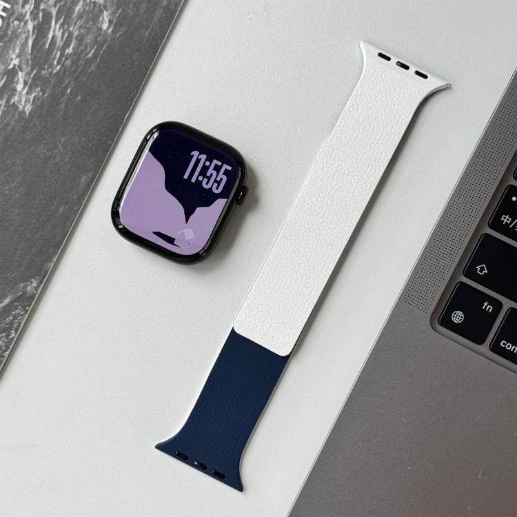Two-tone Lychee-textured Magnetic Silicone Watch Band, For Apple Watch 46mm / 49mm / 45mm / 44mm, For Apple Watch 42mm / 41mm / 40mm / 38mm