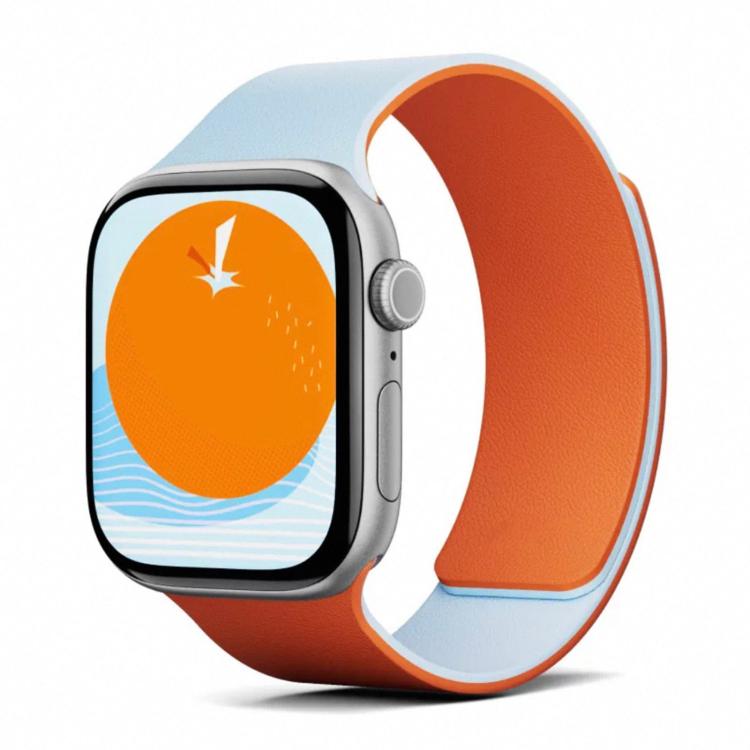 Two-tone Lychee-textured Magnetic Silicone Watch Band, For Apple Watch 46mm / 49mm / 45mm / 44mm, For Apple Watch 42mm / 41mm / 40mm / 38mm