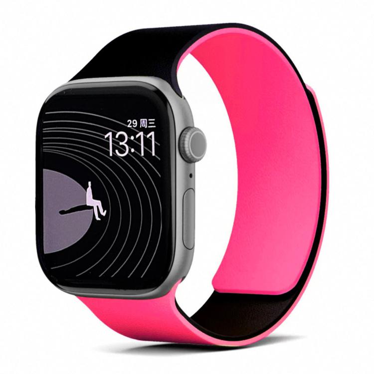 Two-tone Lychee-textured Magnetic Silicone Watch Band, For Apple Watch 46mm / 49mm / 45mm / 44mm, For Apple Watch 42mm / 41mm / 40mm / 38mm