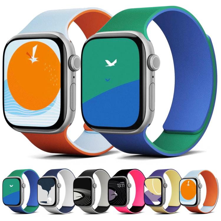 Two-tone Lychee-textured Magnetic Silicone Watch Band, For Apple Watch 46mm / 49mm / 45mm / 44mm, For Apple Watch 42mm / 41mm / 40mm / 38mm