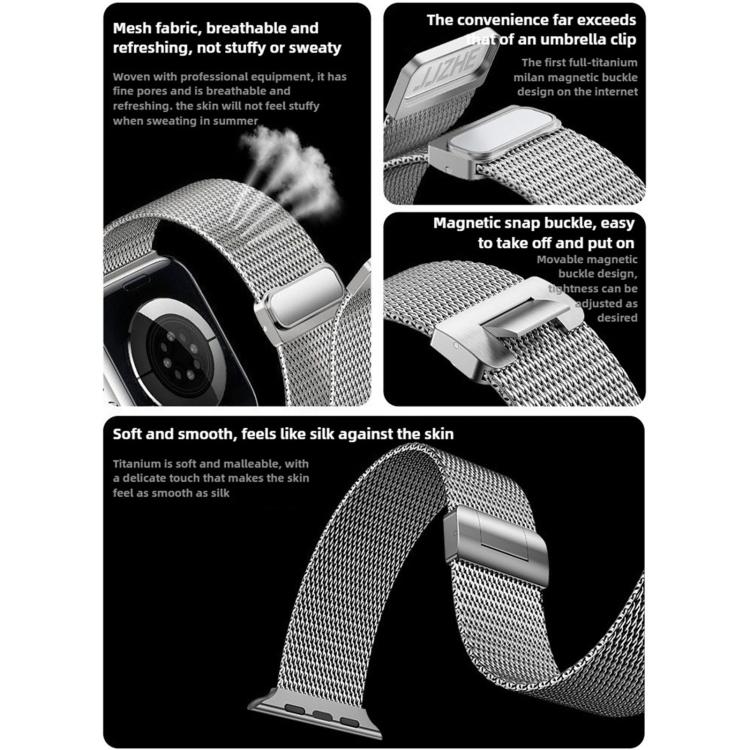Milanese Magnetic Buckle Full Titanium Metal Watch Band, For Apple Watch 46mm / 49mm / 45mm / 44mm