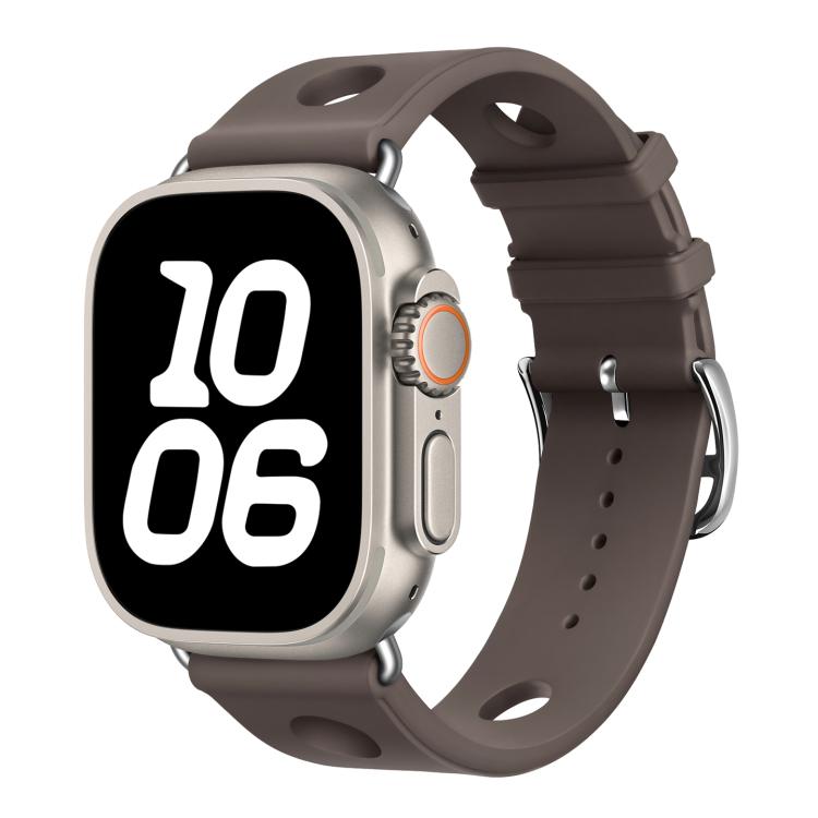 Ladder Buckle Holes Silicone Watch Band, For Apple Watch 46mm / 49mm / 45mm / 44mm, For Apple Watch 42mm / 41mm / 40mm / 38mm