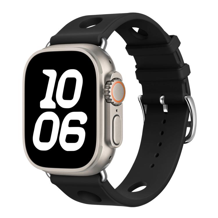 Ladder Buckle Holes Silicone Watch Band, For Apple Watch 46mm / 49mm / 45mm / 44mm, For Apple Watch 42mm / 41mm / 40mm / 38mm