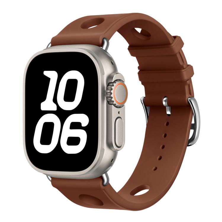 Ladder Buckle Holes Silicone Watch Band, For Apple Watch 46mm / 49mm / 45mm / 44mm, For Apple Watch 42mm / 41mm / 40mm / 38mm