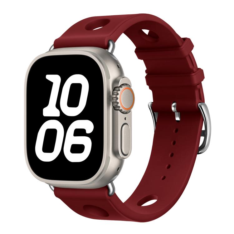 Ladder Buckle Holes Silicone Watch Band, For Apple Watch 46mm / 49mm / 45mm / 44mm, For Apple Watch 42mm / 41mm / 40mm / 38mm