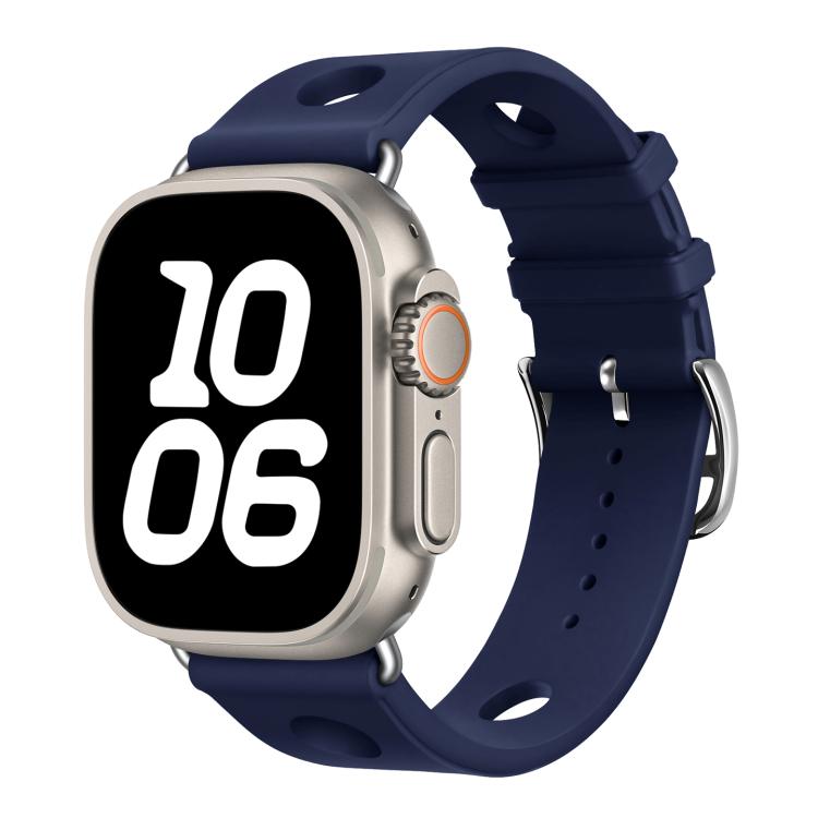 Ladder Buckle Holes Silicone Watch Band, For Apple Watch 46mm / 49mm / 45mm / 44mm, For Apple Watch 42mm / 41mm / 40mm / 38mm