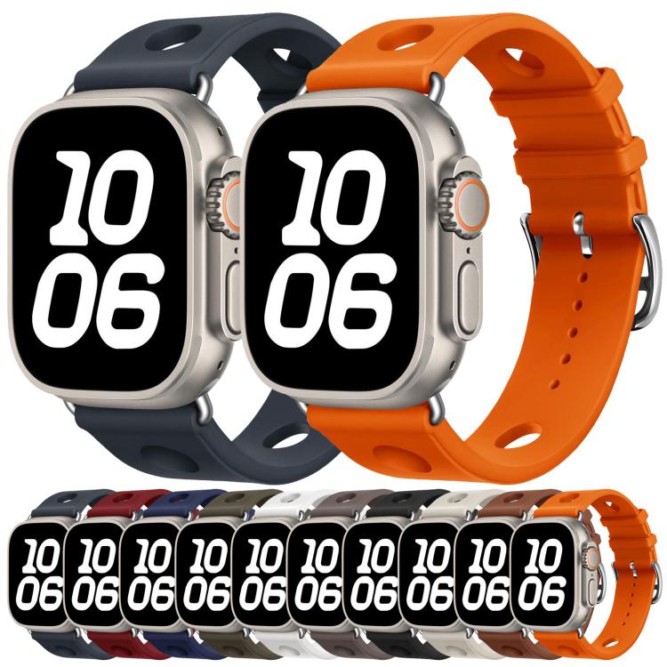 Ladder Buckle Holes Silicone Watch Band, For Apple Watch 46mm / 49mm / 45mm / 44mm, For Apple Watch 42mm / 41mm / 40mm / 38mm