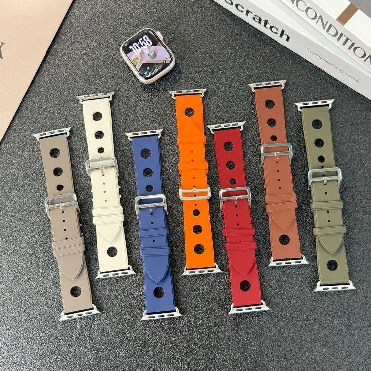 Ladder Buckle Holes Silicone Watch Band, For Apple Watch 46mm / 49mm / 45mm / 44mm, For Apple Watch 42mm / 41mm / 40mm / 38mm