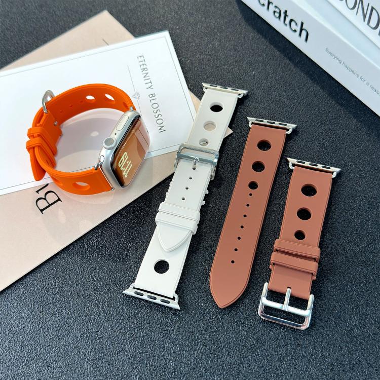 Ladder Buckle Holes Silicone Watch Band, For Apple Watch 46mm / 49mm / 45mm / 44mm, For Apple Watch 42mm / 41mm / 40mm / 38mm