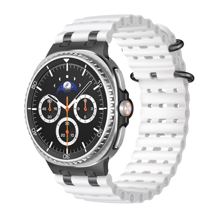 Ocean Breathable Holes Black Ring Buckle Silicone Watch Band, For Samsung Galaxy Watch8 / Watch8 Classic