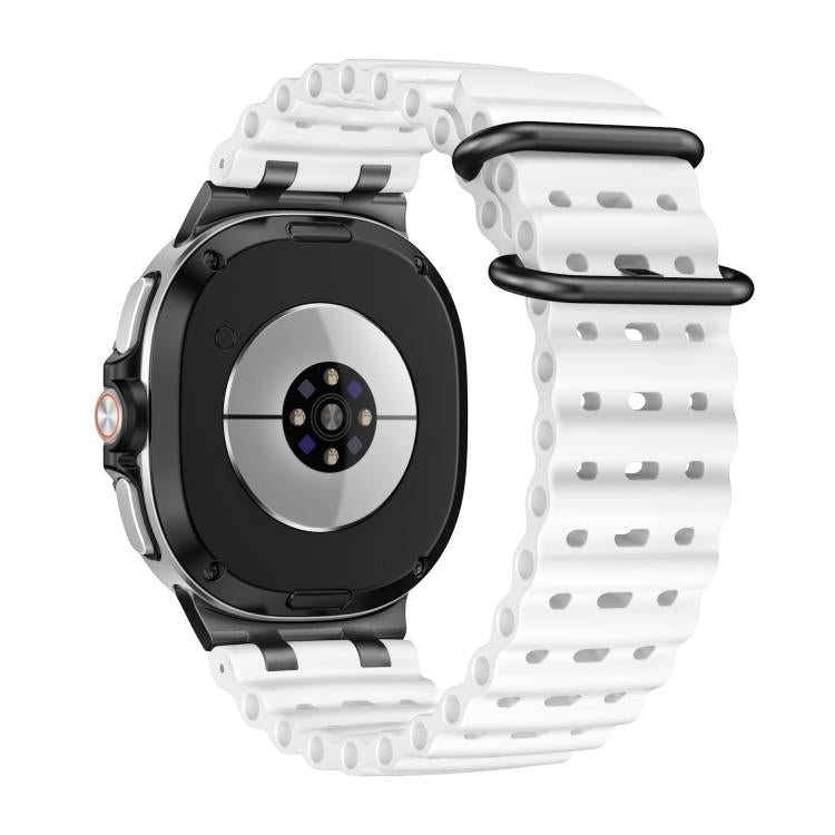 Ocean Breathable Holes Black Ring Buckle Silicone Watch Band, For Samsung Galaxy Watch8 / Watch8 Classic