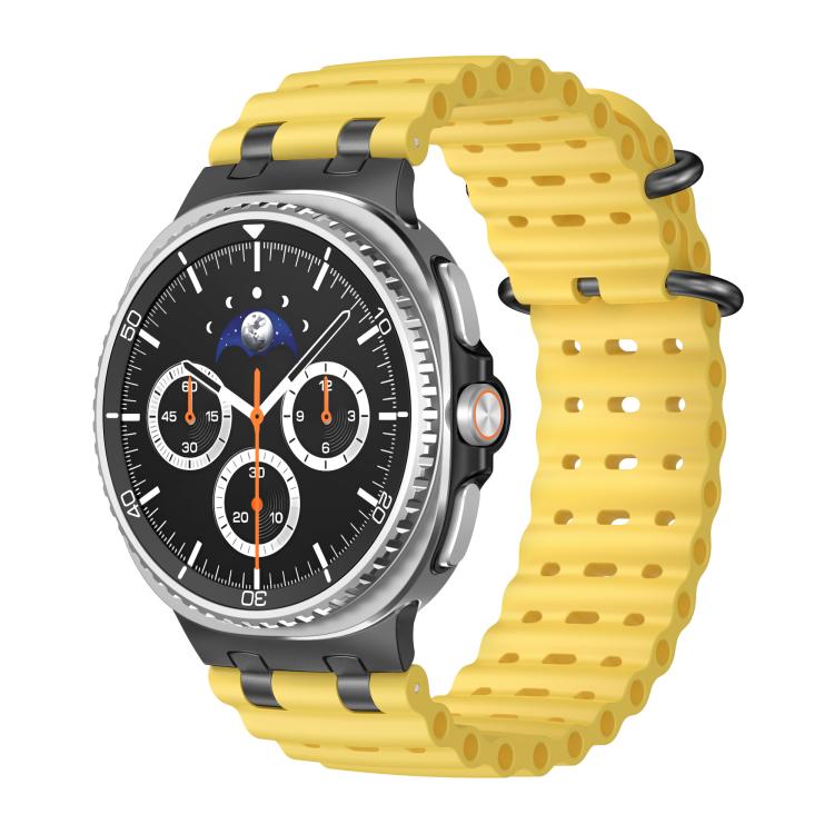 Ocean Breathable Holes Black Ring Buckle Silicone Watch Band, For Samsung Galaxy Watch8 / Watch8 Classic