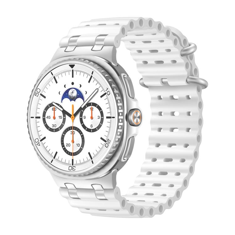 Ocean Breathable Holes Silver Ring Buckle Silicone Watch Band, For Samsung Galaxy Watch8 / Watch8 Classic