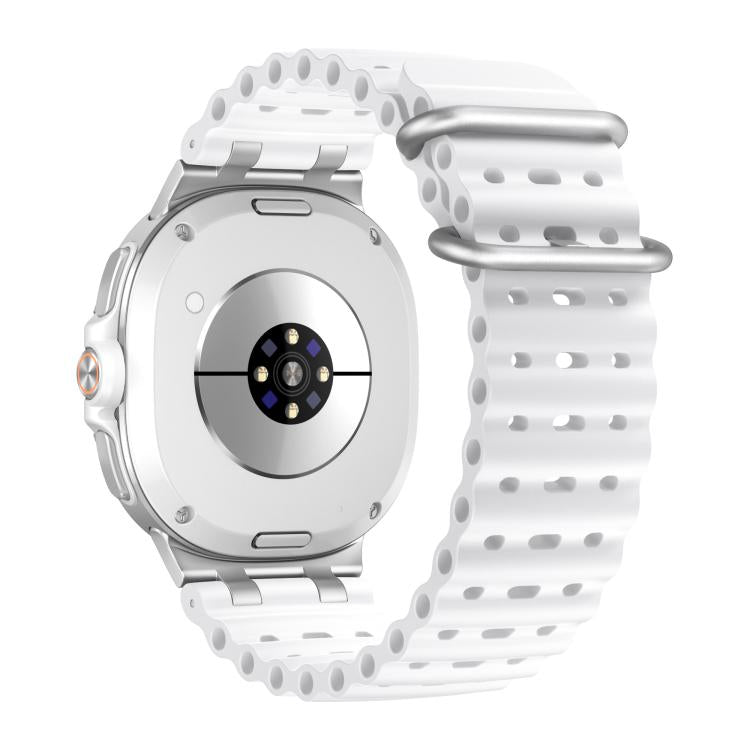 Ocean Breathable Holes Silver Ring Buckle Silicone Watch Band, For Samsung Galaxy Watch8 / Watch8 Classic