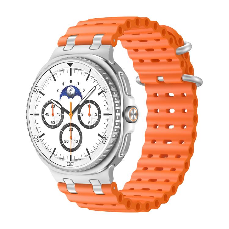 Ocean Breathable Holes Silver Ring Buckle Silicone Watch Band, For Samsung Galaxy Watch8 / Watch8 Classic