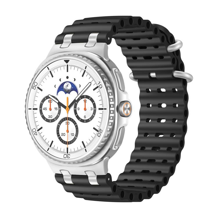 Ocean Breathable Holes Silver Ring Buckle Silicone Watch Band, For Samsung Galaxy Watch8 / Watch8 Classic