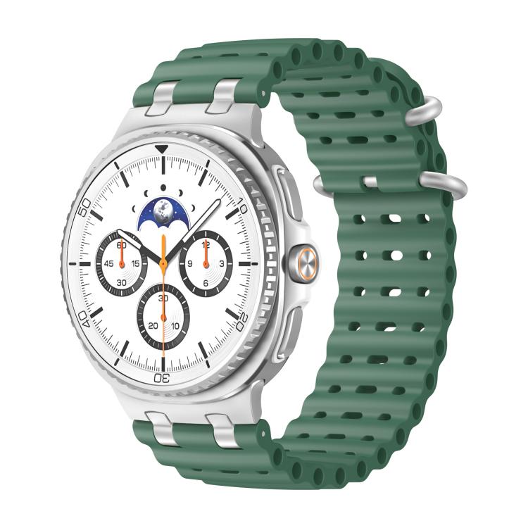 Ocean Breathable Holes Silver Ring Buckle Silicone Watch Band, For Samsung Galaxy Watch8 / Watch8 Classic