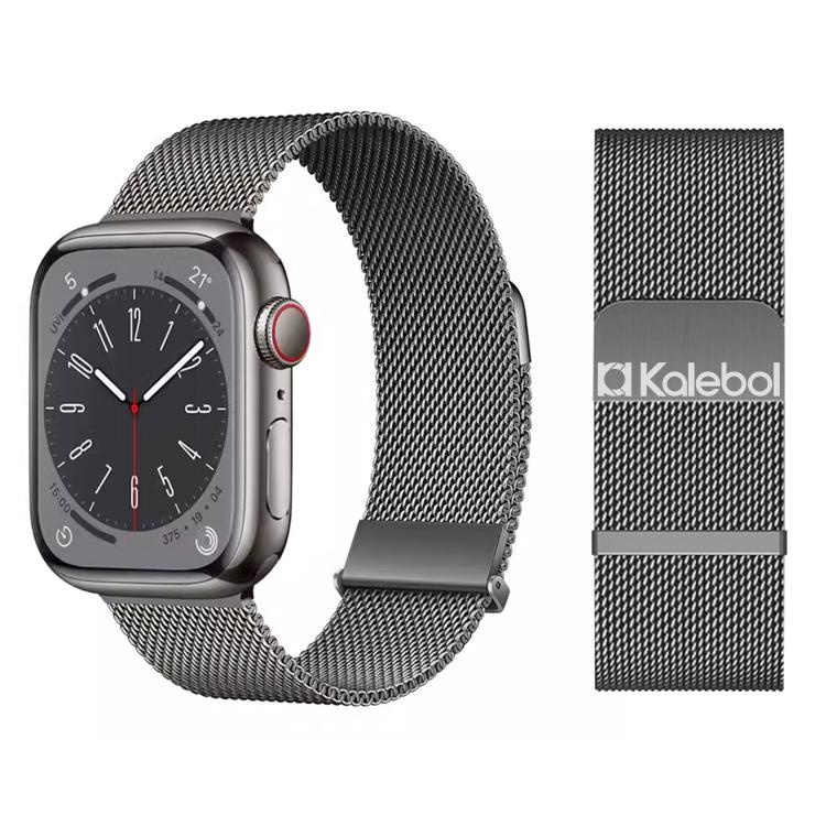 Kalebol Doppelglied-Milanaise-Armband aus Edelstahl mit doppeltem Magnetverschluss, passend für Apple Watch 46 mm / 49 mm / 45 mm / 44 mm und 42 mm / 41 mm / 40 mm / 38 mm