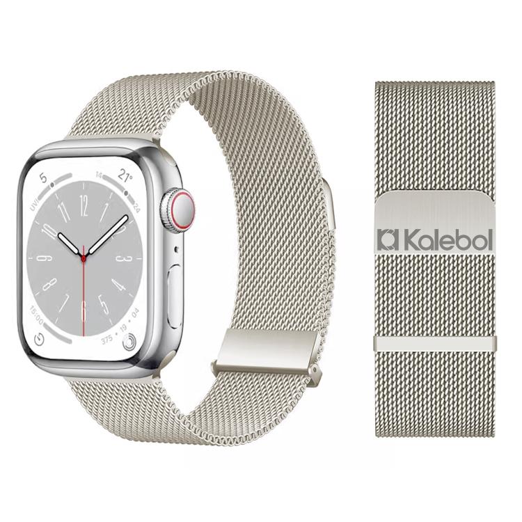 Kalebol Doppelglied-Milanaise-Armband aus Edelstahl mit doppeltem Magnetverschluss, passend für Apple Watch 46 mm / 49 mm / 45 mm / 44 mm und 42 mm / 41 mm / 40 mm / 38 mm