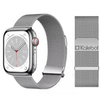 Kalebol Doppelglied-Milanaise-Armband aus Edelstahl mit doppeltem Magnetverschluss, passend für Apple Watch 46 mm / 49 mm / 45 mm / 44 mm und 42 mm / 41 mm / 40 mm / 38 mm