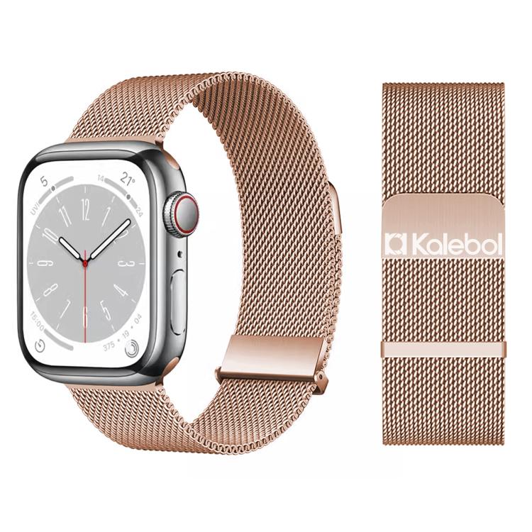 Kalebol Doppelglied-Milanaise-Armband aus Edelstahl mit doppeltem Magnetverschluss, passend für Apple Watch 46 mm / 49 mm / 45 mm / 44 mm und 42 mm / 41 mm / 40 mm / 38 mm