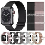 Kalebol Doppelglied-Milanaise-Armband aus Edelstahl mit doppeltem Magnetverschluss, passend für Apple Watch 46 mm / 49 mm / 45 mm / 44 mm und 42 mm / 41 mm / 40 mm / 38 mm