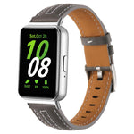 Silver Pin Buckle Concave Leather Watch Band, For Samsung Galaxy Fit 3