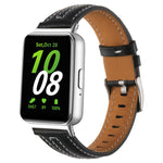 Silver Pin Buckle Concave Leather Watch Band, For Samsung Galaxy Fit 3