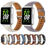 Silver Pin Buckle Concave Leather Watch Band, For Samsung Galaxy Fit 3