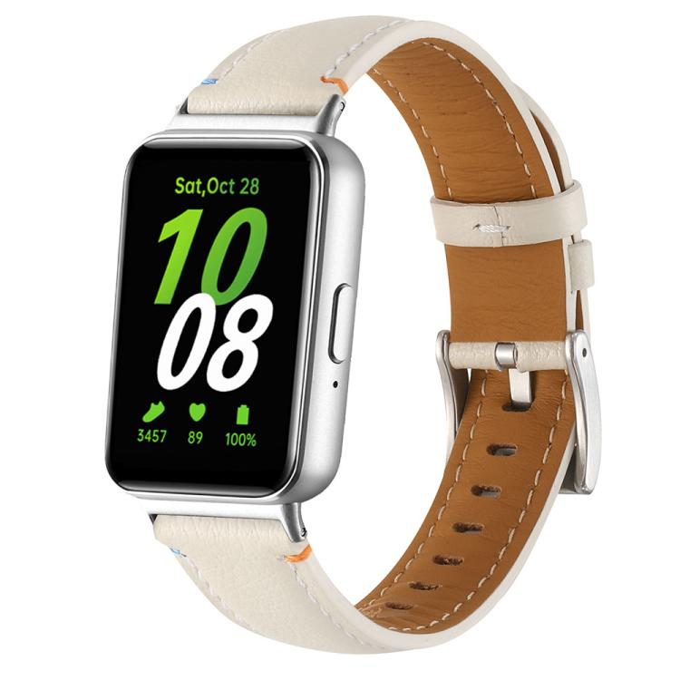 Stitched Pointed Tail Leather Watch Band, For Samsung Galaxy Fit 3