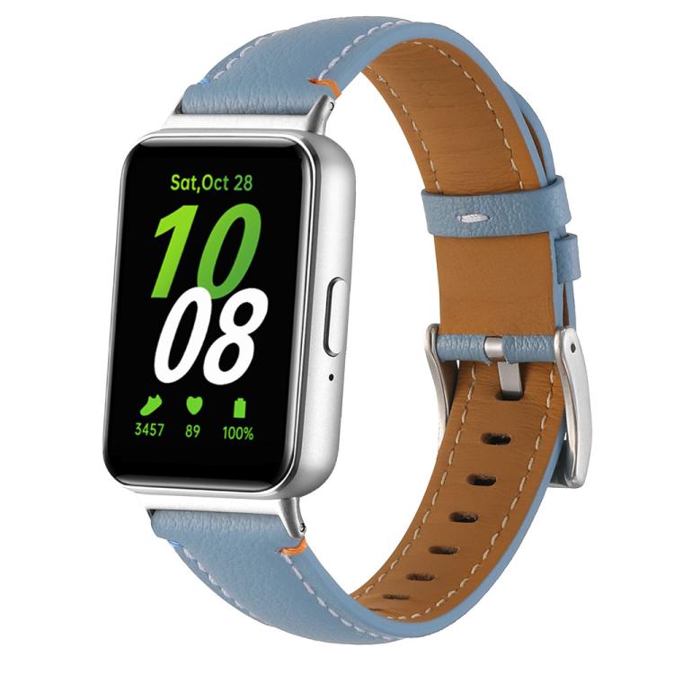 Stitched Pointed Tail Leather Watch Band, For Samsung Galaxy Fit 3