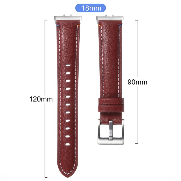 Stitched Pointed Tail Leather Watch Band, For Samsung Galaxy Fit 3
