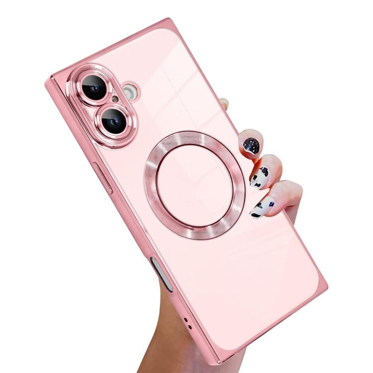 Right Angle Square Electroplated CD Pattern TPU MagSafe Phone Case, For iPhone 17 Pro Max, For iPhone 17 Pro, For iPhone 17, For iPhone Air, For iPhone 16 Pro Max, For iPhone 16 Pro