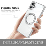 غطاء هاتف من TPU مع MagSafe بنمط قرص مضغوط مطلي كهربائياً وزوايا مربعة قائمة، لهواتف iPhone 16 Plus وiPhone 16 وiPhone 15 Pro Max وiPhone 15 Pro وiPhone 15 Plus وiPhone 15