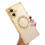 غطاء هاتف من TPU مع MagSafe بنمط قرص مضغوط مطلي كهربائياً وزوايا مربعة قائمة، لهواتف iPhone 16 Plus وiPhone 16 وiPhone 15 Pro Max وiPhone 15 Pro وiPhone 15 Plus وiPhone 15