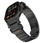 Hammer Pattern Butterfly Buckle Stainless Steel Head One Bead Titanium Alloy Watch Band, For Apple Watch 46mm / 49mm / 45mm / 44mm