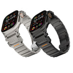 Hammer Pattern Butterfly Buckle Stainless Steel Head One Bead Titanium Alloy Watch Band, For Apple Watch 46mm / 49mm / 45mm / 44mm