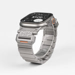 Hammer Pattern Butterfly Buckle Stainless Steel Head One Bead Titanium Alloy Watch Band, For Apple Watch 46mm / 49mm / 45mm / 44mm