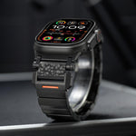 Hammer Pattern Butterfly Buckle Stainless Steel Head One Bead Titanium Alloy Watch Band, For Apple Watch 46mm / 49mm / 45mm / 44mm