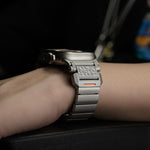 Hammer Pattern Butterfly Buckle Stainless Steel Head One Bead Titanium Alloy Watch Band, For Apple Watch 46mm / 49mm / 45mm / 44mm